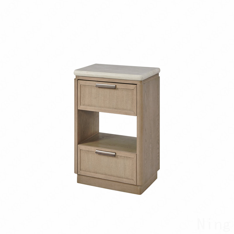 2-Drawer Nightstand With Rope Drawer Fronts, Brown