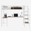 Lit mezzanine avec bureau en forme de L, grand espace de rangement et compartiments de rangement, structure de lit robuste avec escalier, garde-corps continu, peu encombrant, silencieux, sans ressorts éléphants requis