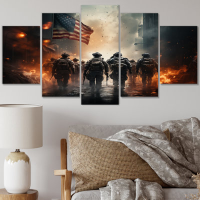 Heros In Action III - Fireman Canvas Print - 5 Panels