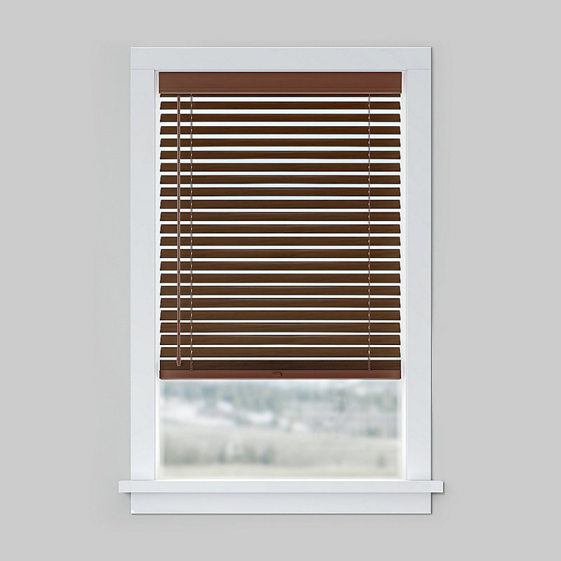 LEVOLOR Custom Cordless Faux Wood Horizontal Blind, Harmony Collection, Walnut, 35" W x 48" L