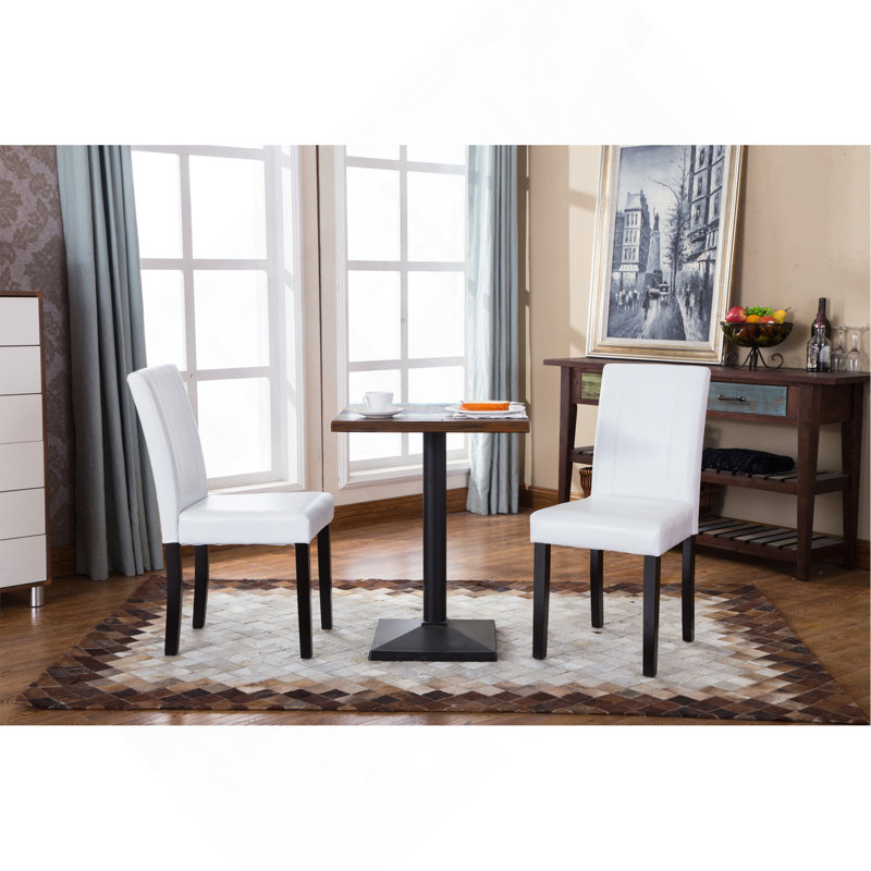 Ensemble de chaises Parson rembourrées en similicuir élégantes et confortables pour les espaces de vie modernes, Noir, Blanc