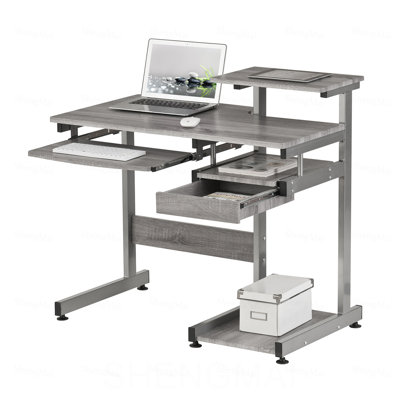 Bureau d'ordinateur complet, gris