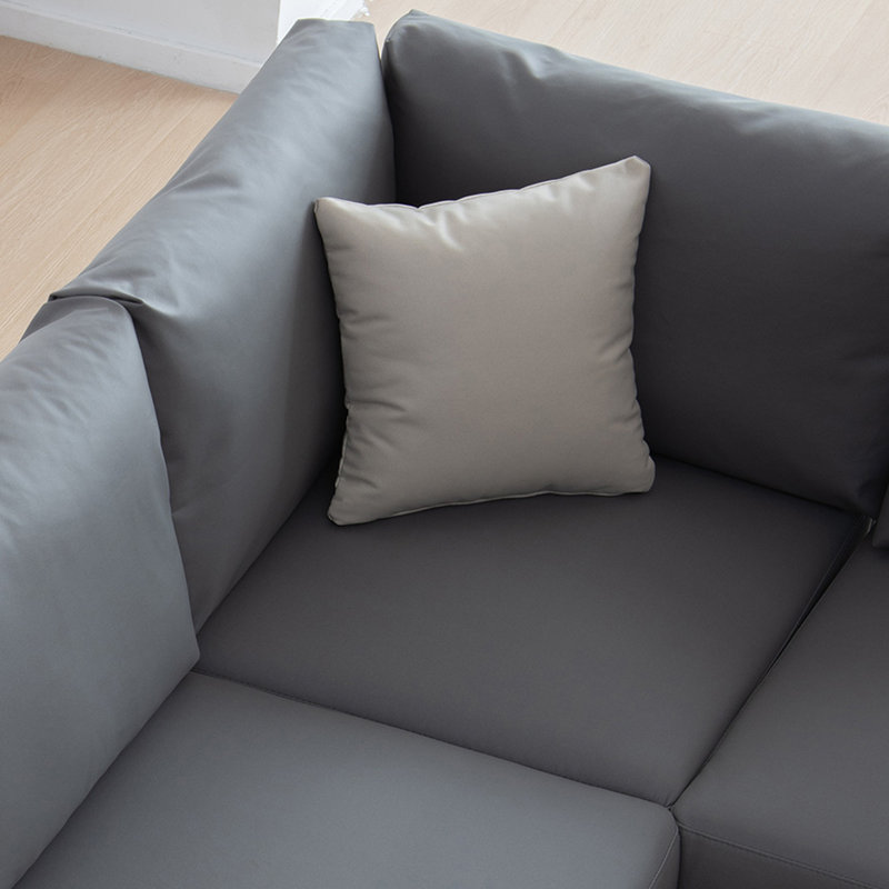 Canapé d'angle en tissu technique convertible Colliton, Similicuir gris foncé