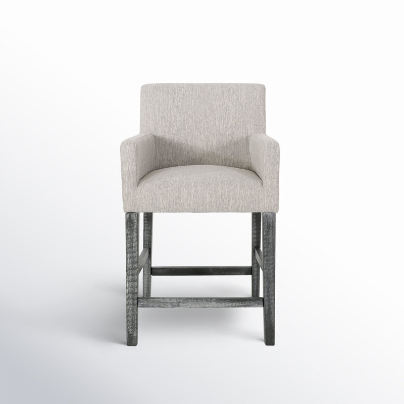Tabouret en bois massif Alighiero, Gris clair / gris patiné, 1, Tabouret de comptoir (siège d'une hauteur de 26 p