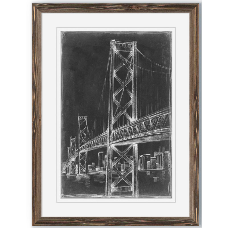 «Suspension Bridge Blueprint II» par Paul Cezanne - reproduction d'art encadrée, H 22 po x l 16 po x P 2 po