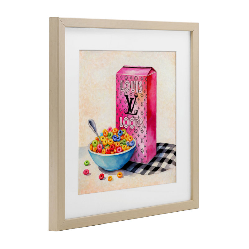 «Fashion Loops Cereal», reproduction encadrée sous verre, design par Grotto Studios, H 16 po x l 16 po