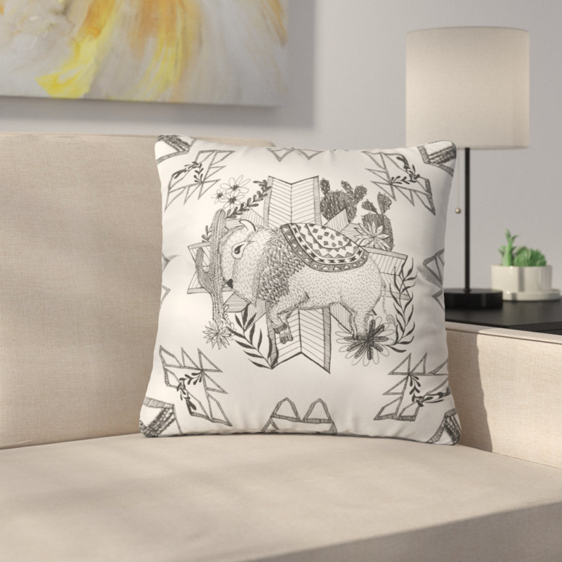 Arrlo The Buffalo Throw Pillow, 18" x 18"