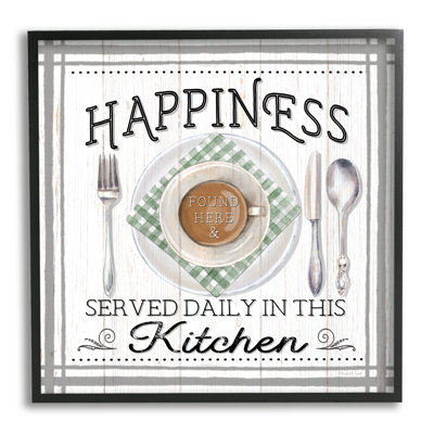 ba-999-Cadre encadré «Happiness Served in Kitchen» par Elizabeth Tyndall