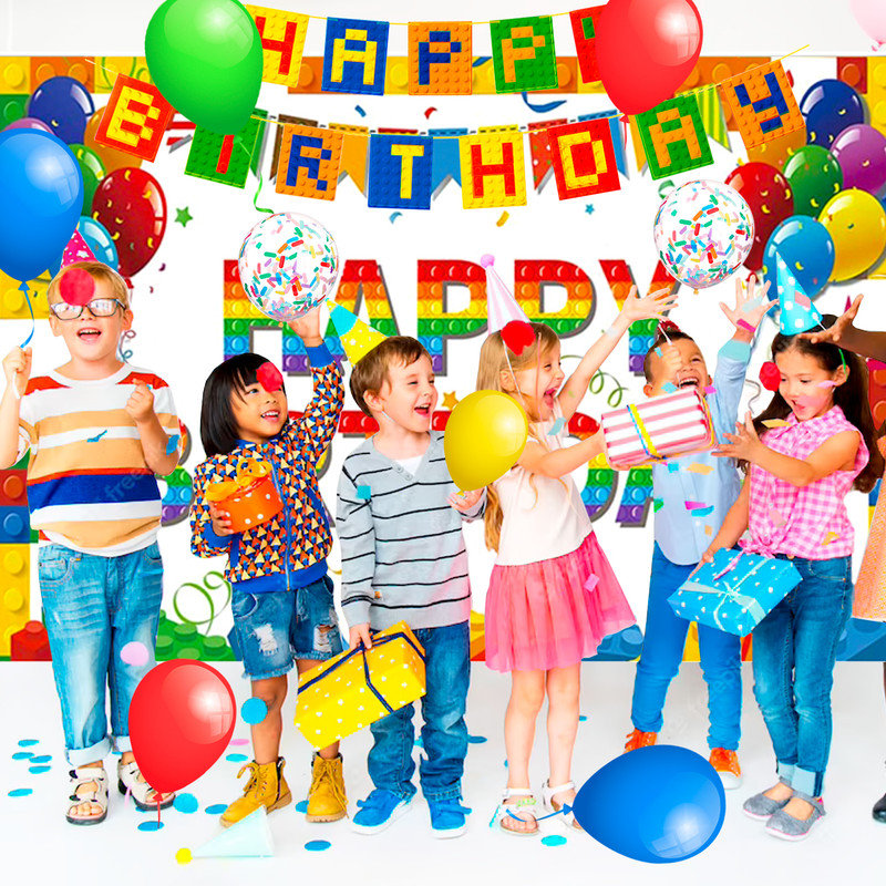 Building Block Birthday Party Supplies,72pcs Building Blocks Party Decorations & Tableware Set
