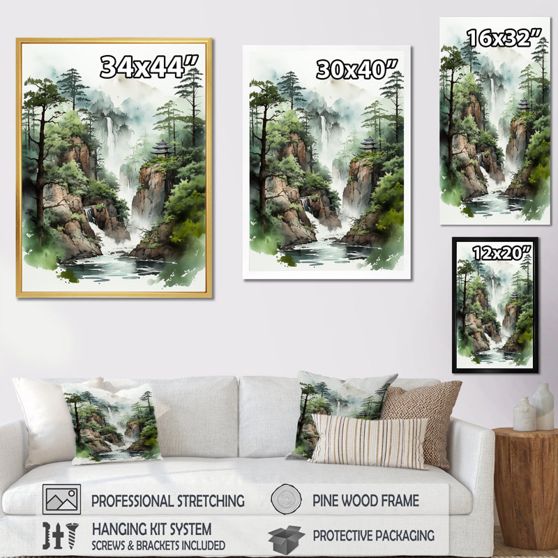 Minimalisme Cliffside Reverie I, H 32 po x l 24 po x P 1 po, Cadre flottant doré