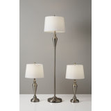 Bremer Brushed Steel Traditional Floor & Table Lamp Set