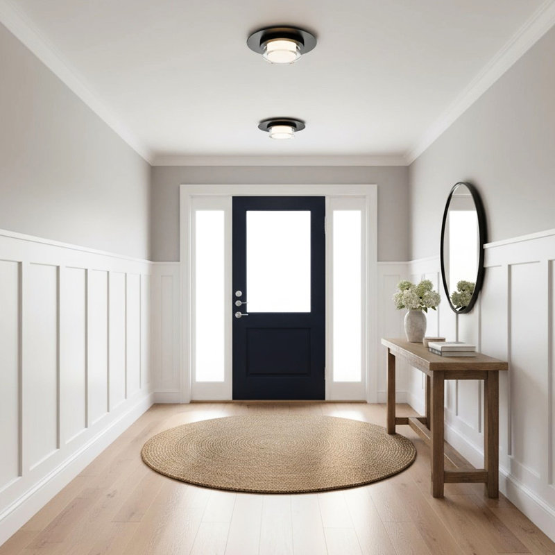 Plug-in Flush Mounted Sconce, H 2,81 po x l 12 po x P 11,88 po, Noir mat