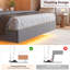 Base de lit flottante avec lumières DEL et station de charge USB - Lit plateforme tapissier moderne avec tête de lit-2050741775-2050741773