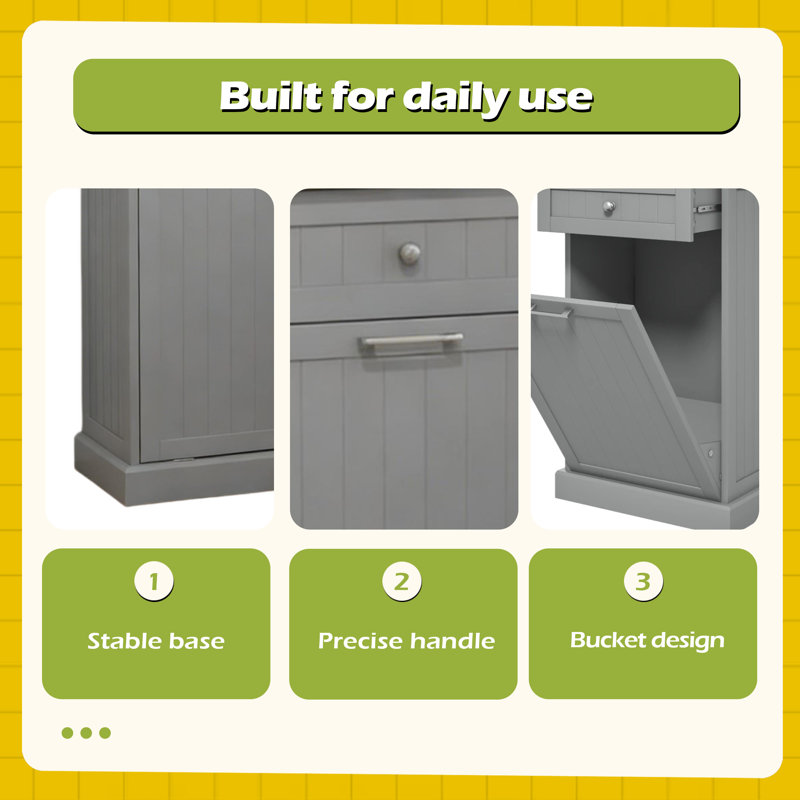 Trash Cabinet,Storage Cabinet(Trash Can Not Included), Gray