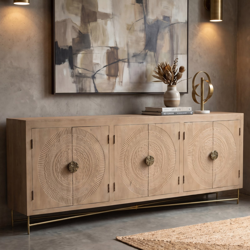Buffet en bois massif 95 po Aarohi, Naturel