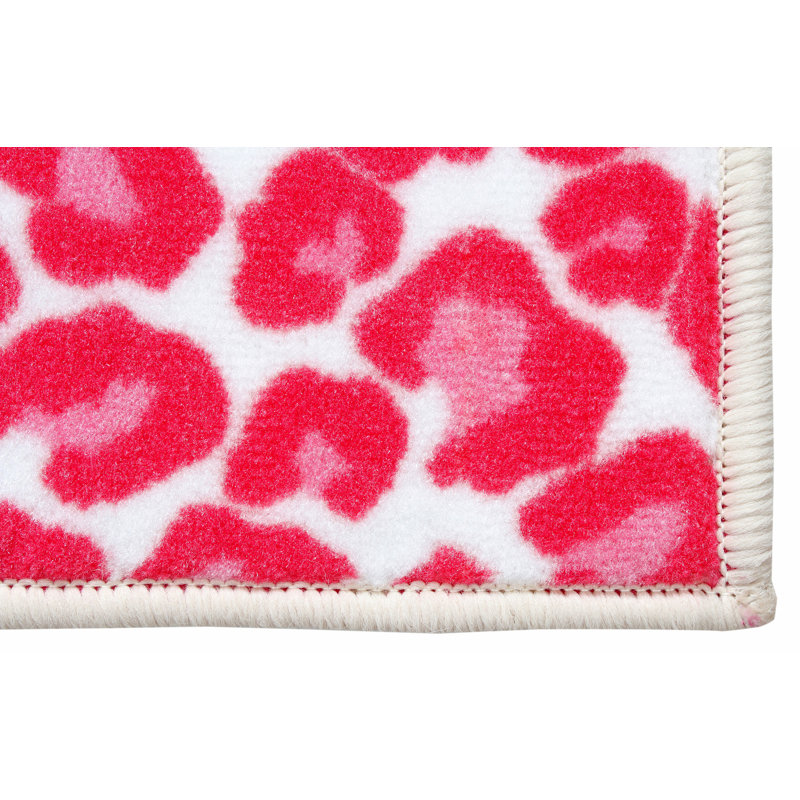 Tapis carré à imprimé animal rouge / beige, Carré de 7 pi