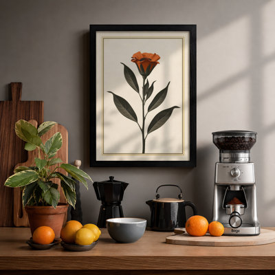 Burned Orange Bloom Botanical - Framed Print