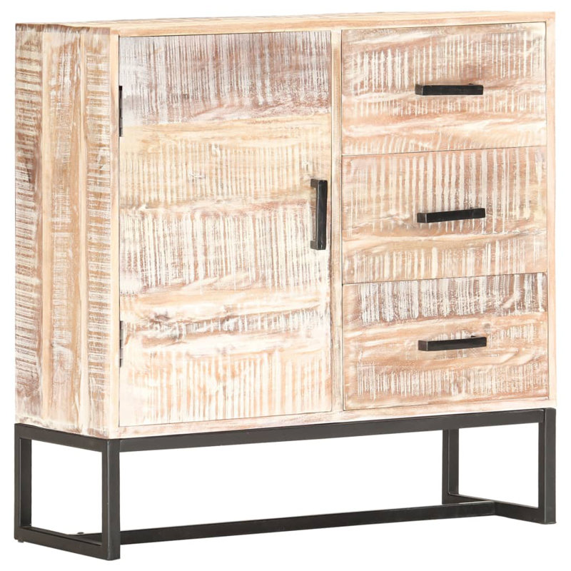 Buffet en bois d'acacia massif blanc 28,7 po x 11,8 po x 29,5 po