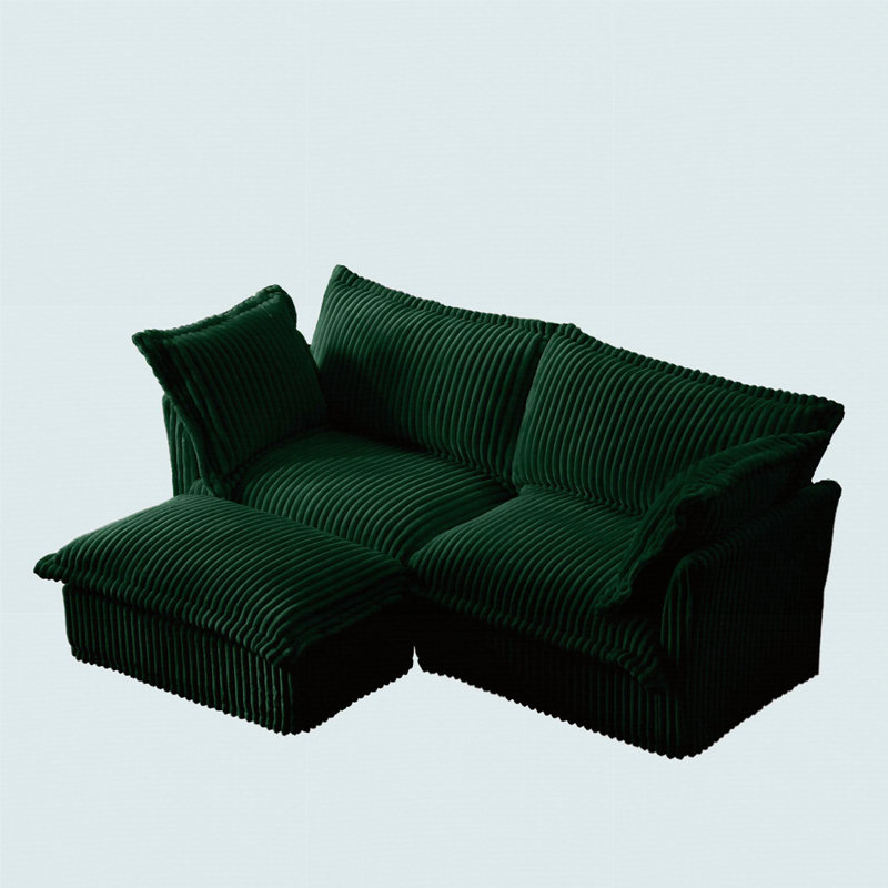 Canapé modulaire à housse Australis, H 34,6 po x l 83,4 po x P 33 po, Velours côtelé vert