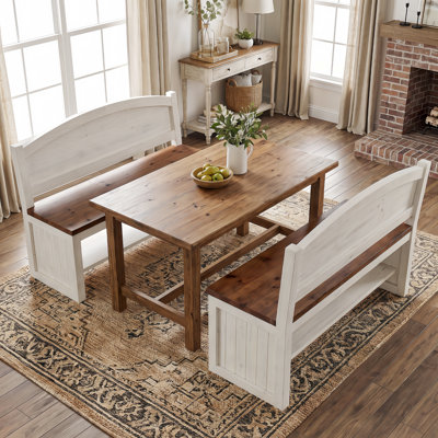 Upholstered Bench with Shelves