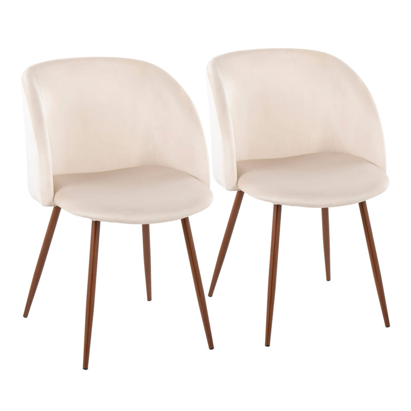 Terrance 18.5'' H Velvet Upholstered Parsons Chair, Cream, Walnut