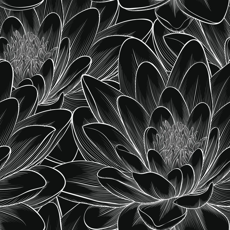 " Pattern With Lotus Flowers " by Hulinska_Yevheniia, 12" H x 12" W