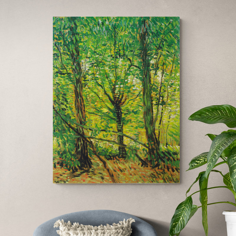 Trees And Undergrowth By Vincent Van Gogh by Vincent Van Gogh - Wrapped Canvas Print, 31cm H x 21cm W
