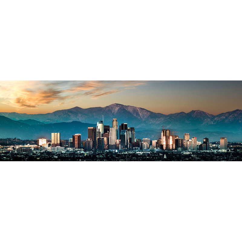 «Los Angeles Skyline at Dusk», art sur toile, H 10 po x l 30 po