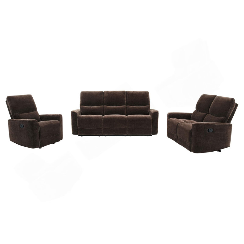 Ensemble de canapé inclinable 3 pièces Trask, Dark Brown