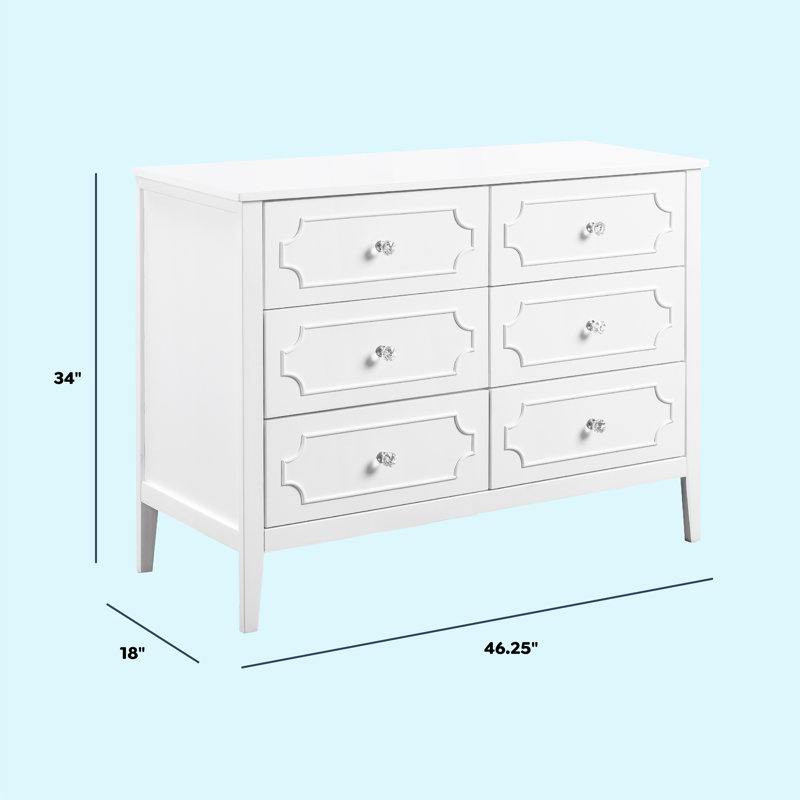 Commode 6 tiroirs Chloe Regency, Blanc