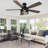 52" Flush Mount Ceiling Fans With Lights And Remote Control, Black Caged Low Profile 5-Blade Farmhouse Ceiling Fan