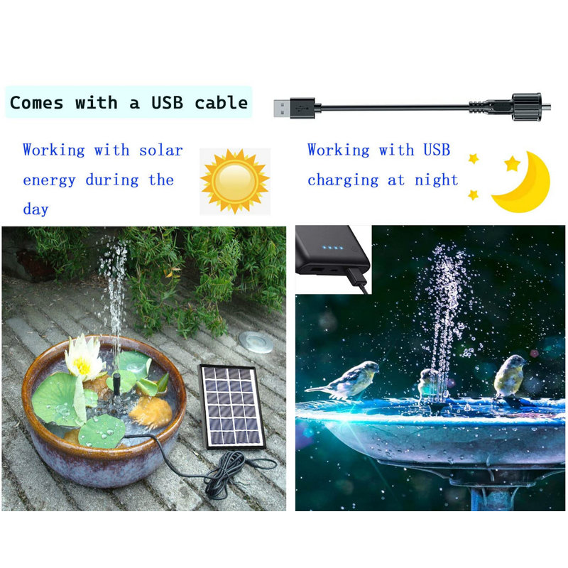 Usb Charging + Solar Powered Water Pump