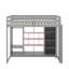 Lit mezzanine simple en bois avec garde-robe, tablettes et armoire-656811559