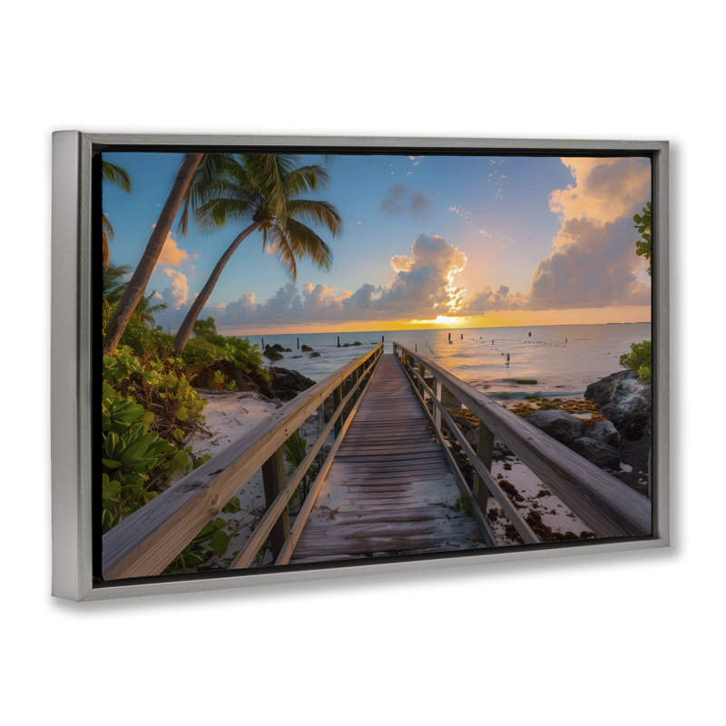 Cadre flottant Tropical Beach Dock, design par LSR Creative Studio, Cadre flottant gris lustré, H 17 po x l 25 po