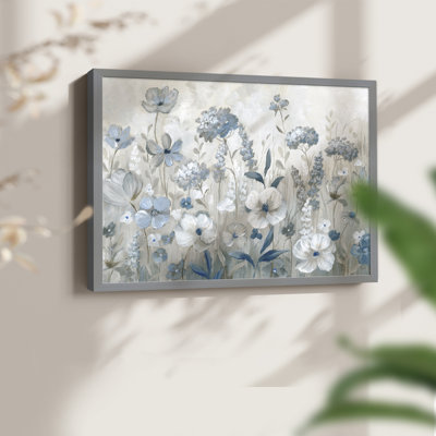 Cool Blue Field -Framed Print - Restickable