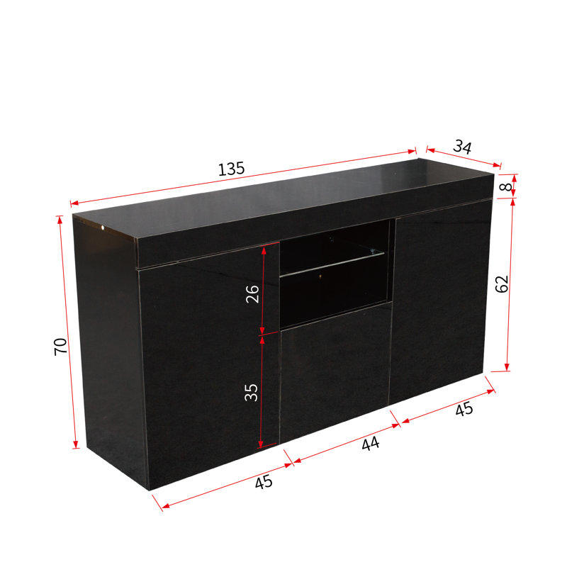 Elbridge 135 Cm Wide Sideboard, Black