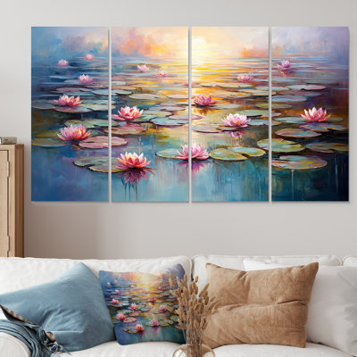 Décoration murale 4 pièces Monet S Water Lily Pond Reflections I - Lake