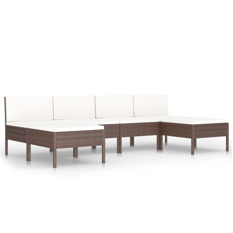 Méridienne 6 pièces avec coussins Millersville, Crème / blanc, Brun