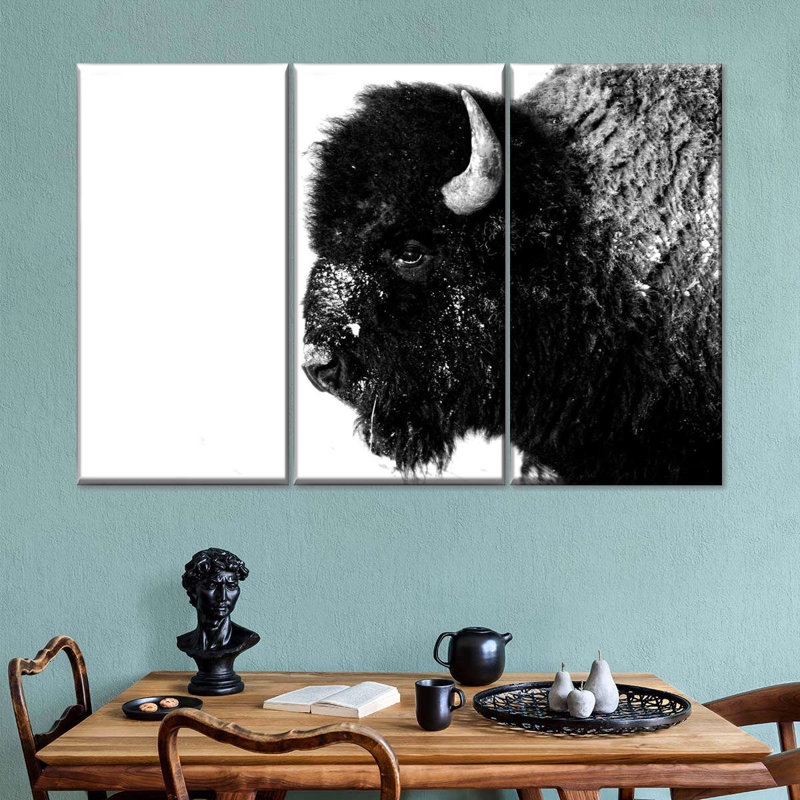 Bison noir, reproduction d'art sur toile, H 24 po x l 38 po x P 1,25 po