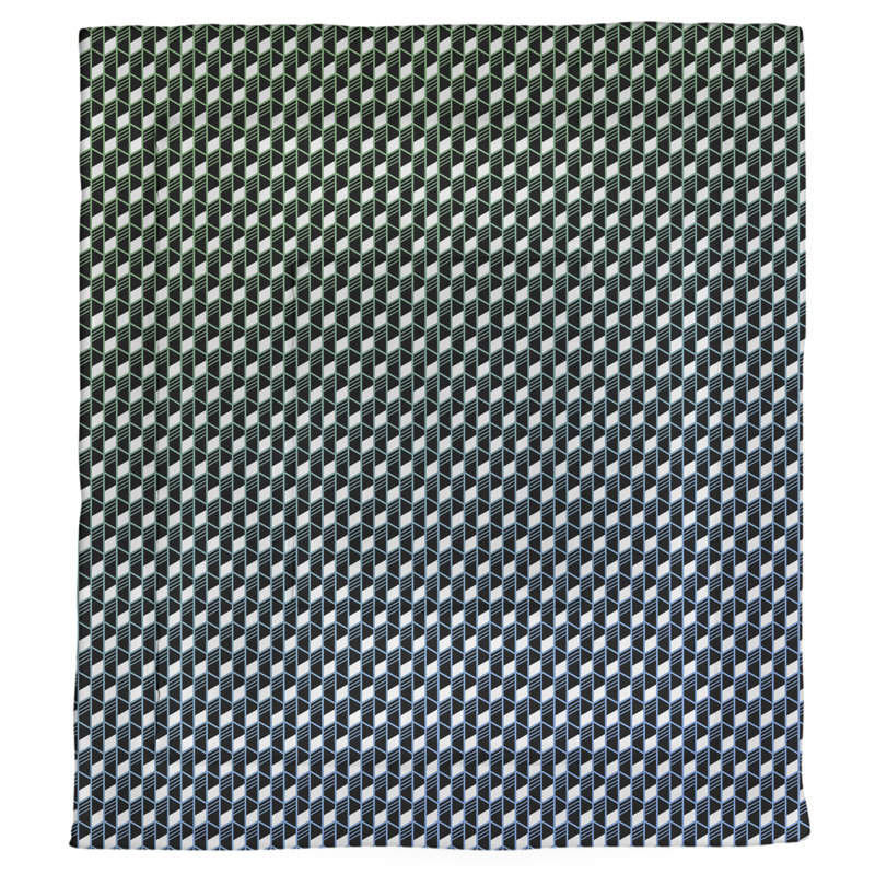 Édredon simple réversible géométrique Katelyn Elizabeth, Édredon grand, Vert / bleu