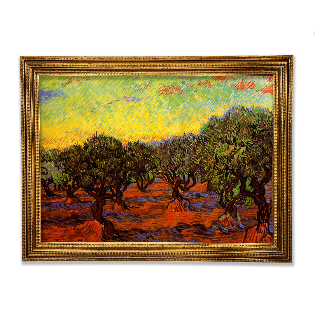 Olivenhain Orangenhimmel von Van Gogh - Einzelne Bilderrahmen Kunstdrucke