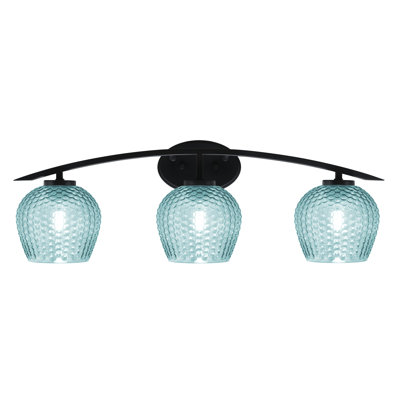 Kurve 3 Light Bath Bar With 6" Textured Glass