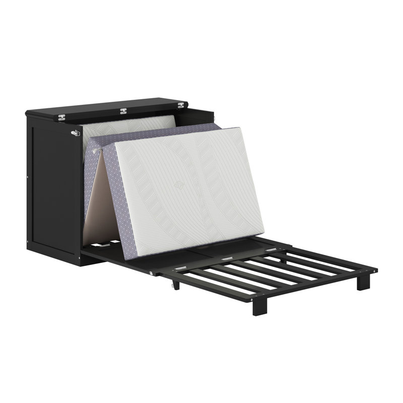 Coffre-lit escamotable en bois avec matelas de 6 po Westfield, Très grand simple, Noir