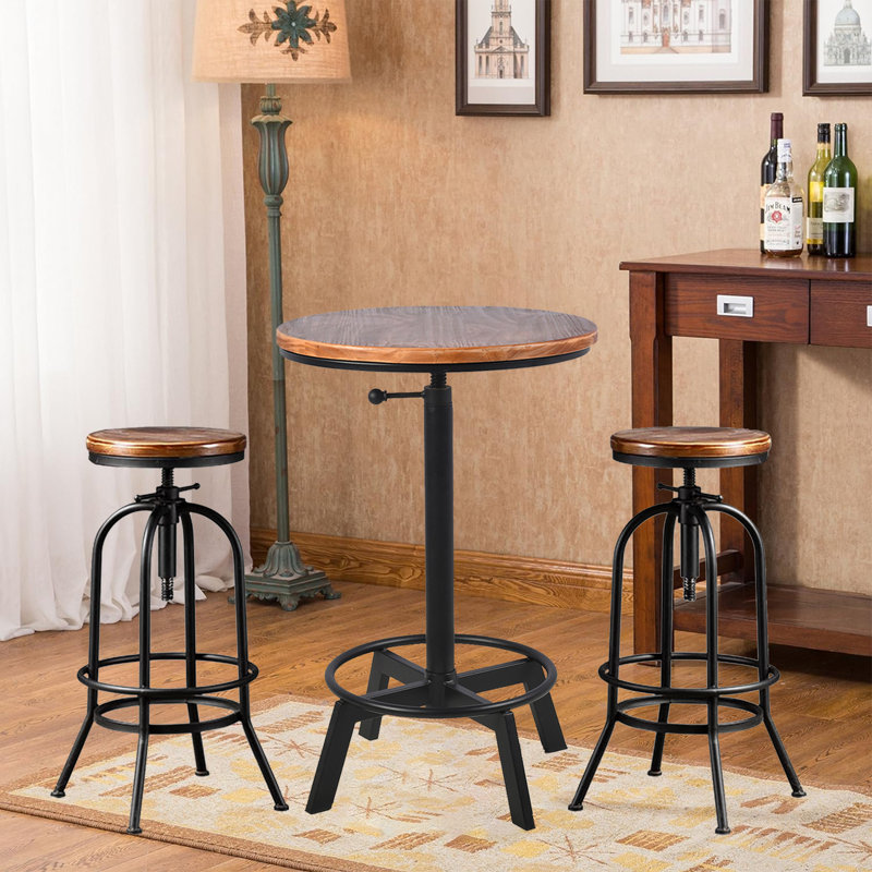 Jollanta 2 - Person Pine Solid Wood Top Pedestal Dining Set, 30.31"H x 23.6"L x 23.60"W