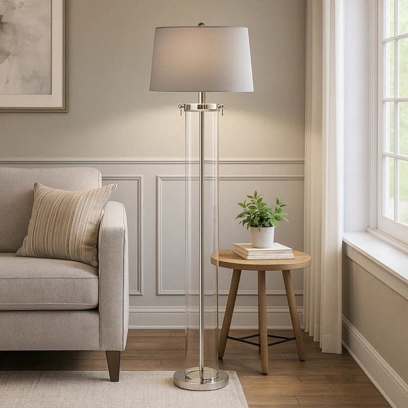 Lampe sur pied traditionnelle en nickel 59,5 po Seben