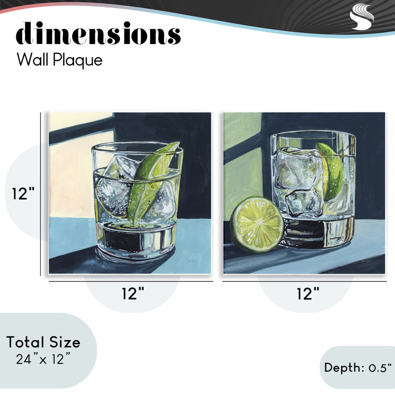 Ensemble de 2 plaques murales Strong Gin Tonic Cocktail, design par Kate Jarvik Birch