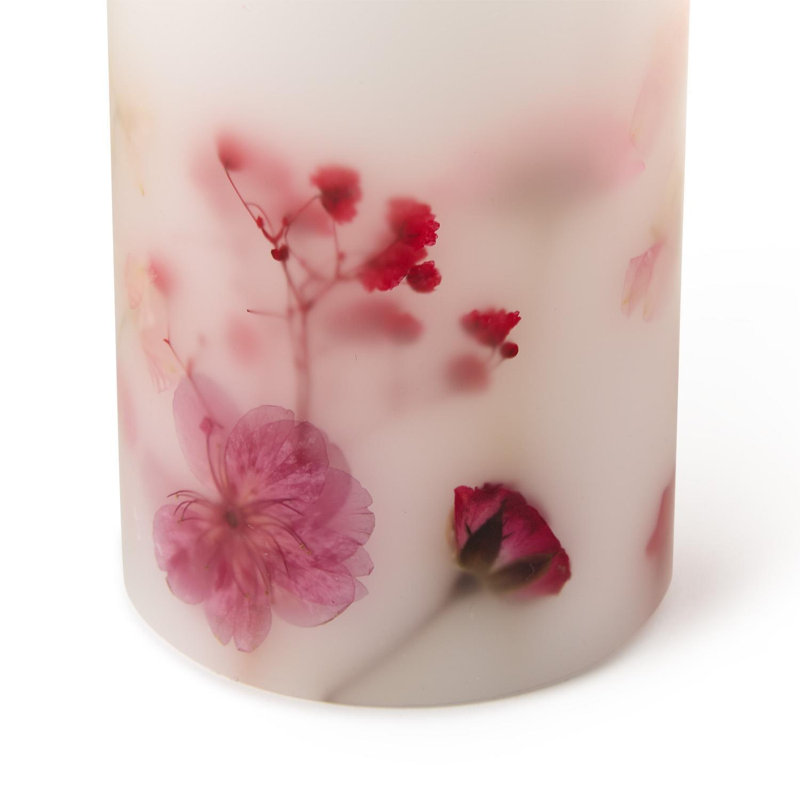 Ensemble de 2 bougies en forme de cire sans flamme avec bougie scintillante à DEL avec fleurs pressées - H 6 po