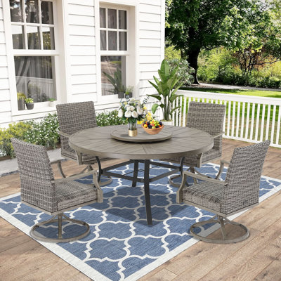 Allure Patio 60" Round Dining Set With Removable Lazy Susan