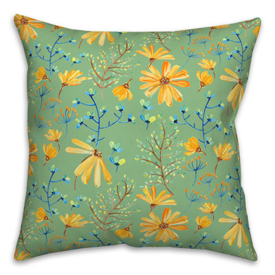 Gray Flowers Outdoor Throw Pillow