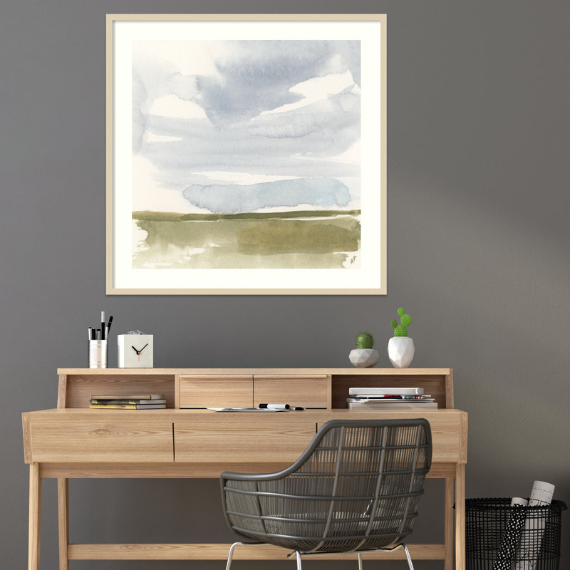 «Open Field S croquis I» par Victoria Barnes - peinture encadrée, H 41 po x l 41 po, Brun